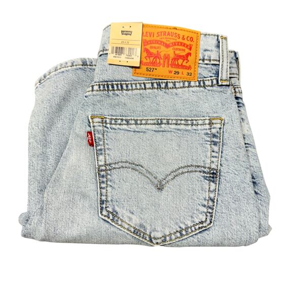 Levi's 527 Jeans Mens 29x32 ACTUAL Slim Bootcut Fit Light Wash Blue Denim NEW - Picture 1 of 9